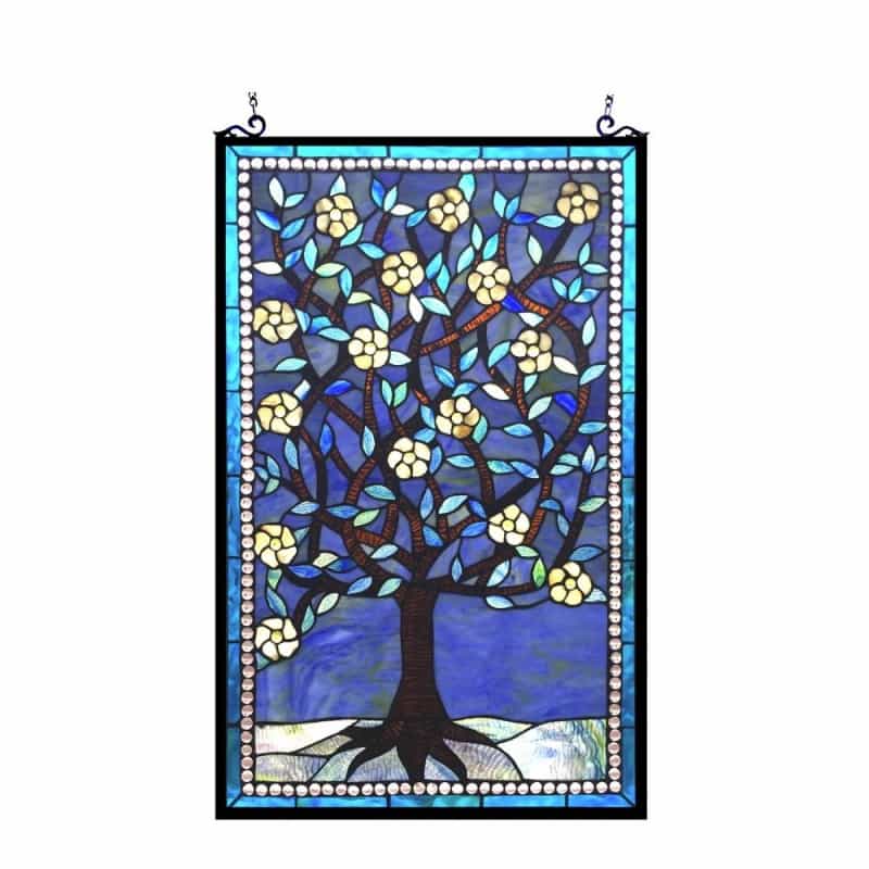 Woodley Tiffany-Glass "Tree Of Life" Window Panel 20X32