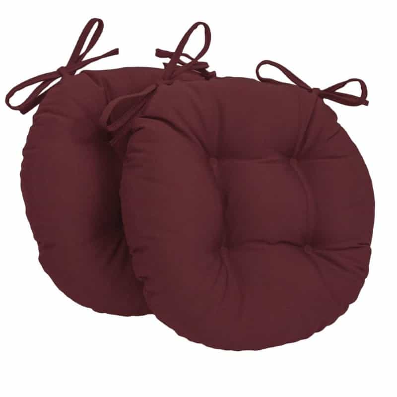 16-Inch Solid Twill Round Tufted Chair Cushions (Set Of 2)