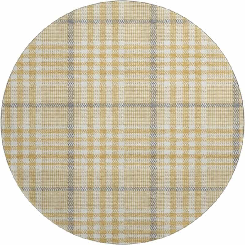 Premium Machine Washable Mayfield Amf1054 Gold 8' X 8' Round Rug