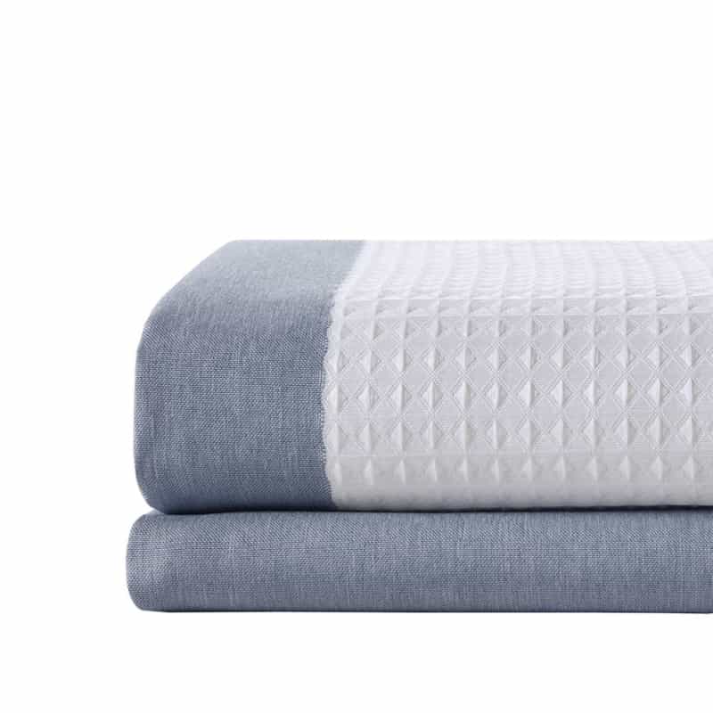 Spa Waffle Shower Curtain With 3M Treatment, Dark Blue Color