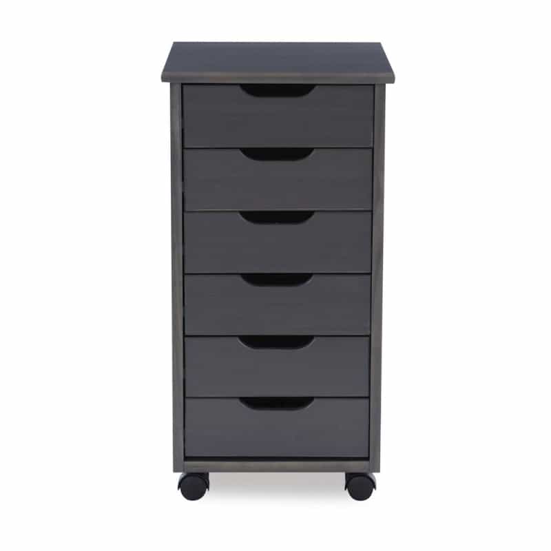 Cary Six Drawer Rolling Storage Cart, Grey