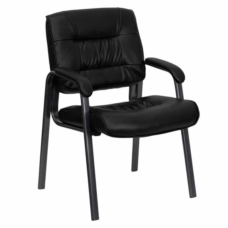 Black Executive Side Reception Chair With Titanium Gray Powder Coated Frame