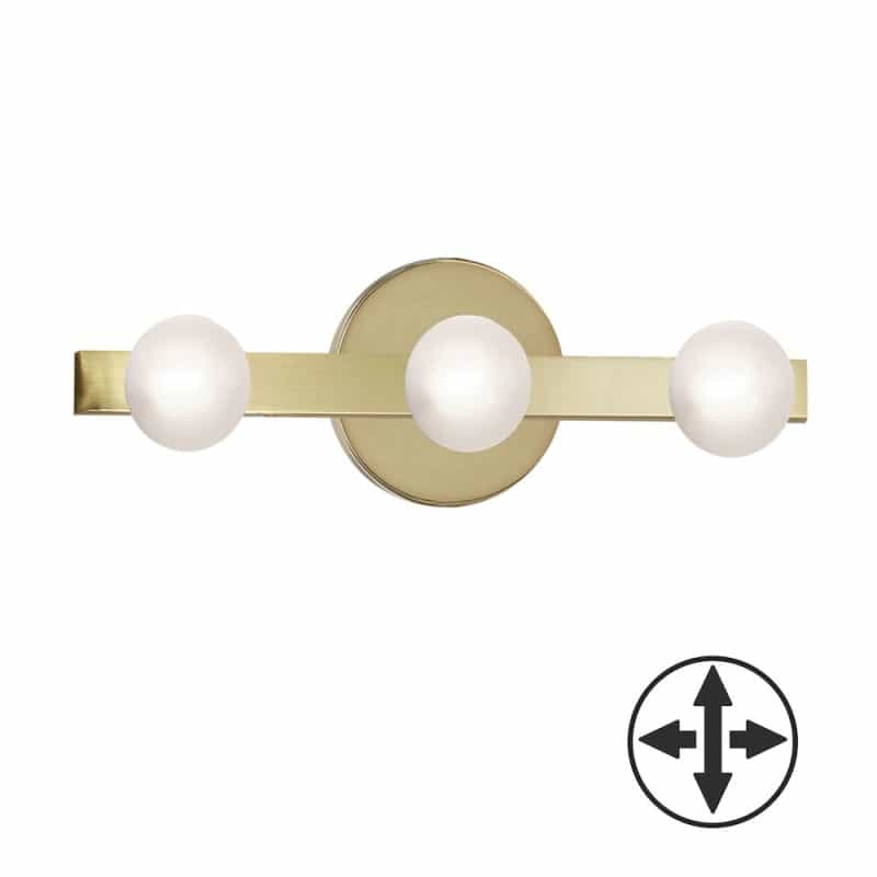 3 Light Aged Brass Vanity W/ Frosted Glass