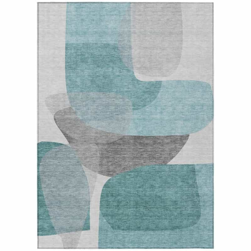 Machine Washable Indoor/Outdoor Chantille Acn2121 Teal 5' X 7'6" Rug