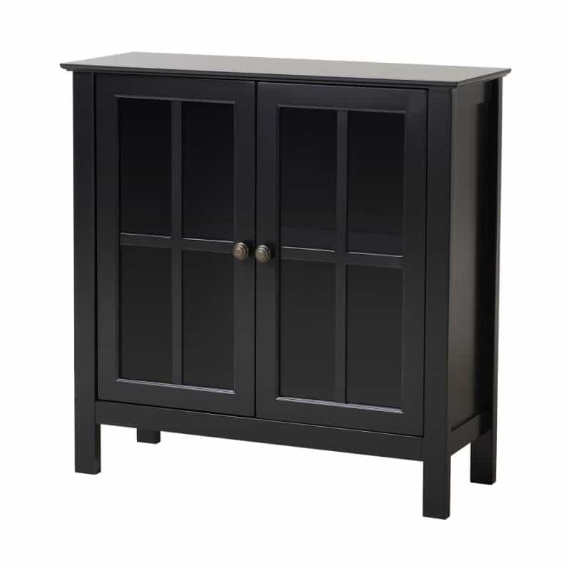 Black Glass Door Accent And Display Cabinet