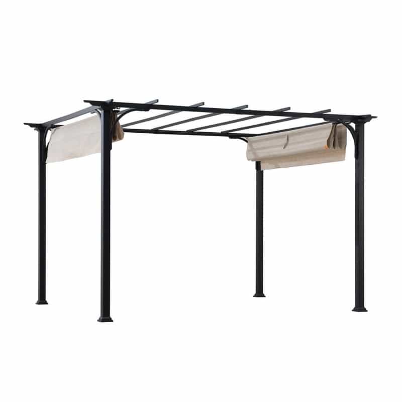 Sunjoy Jalen 12 X 9Ft Patio Steel Frame Pergola With Retractable Canopy Shade