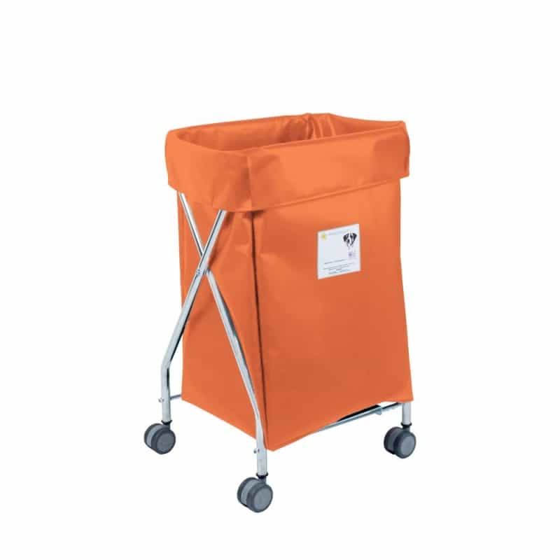Narrow Collapsible Hamper With Orange Vinyl Bag, 5 Bushel Capacity