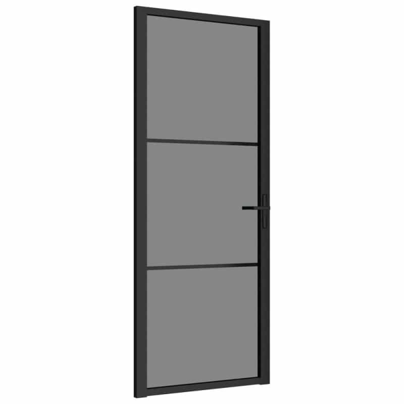 Interior Door 32.7"X79.3" Black Esg Glass And Aluminum
