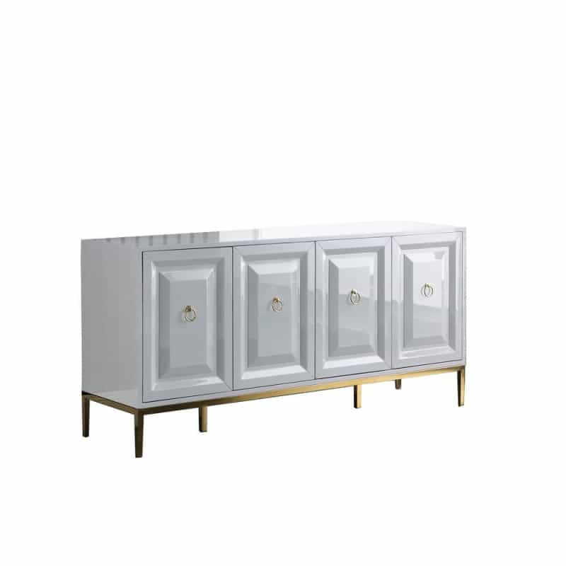 Best Master Furniture Sujay 65" Modern Wood Sideboard With Gold Accents In White