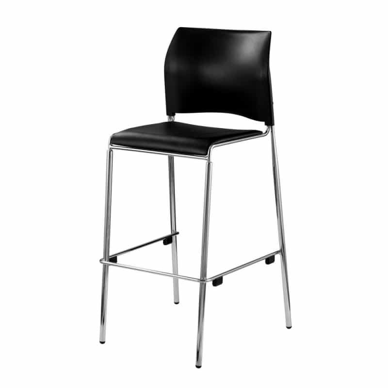 Nps® Cafetorium Bar Stool, Plush Vinyl Seat, Black