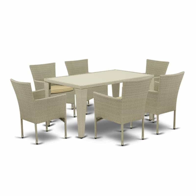 Wicker Patio Set Natural Linen, Gubk7-03a