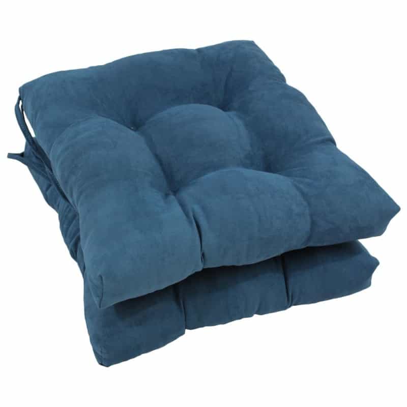 16-Inch Solid Micro Suede Square Tufted Chair Cushions (Set Of 2)