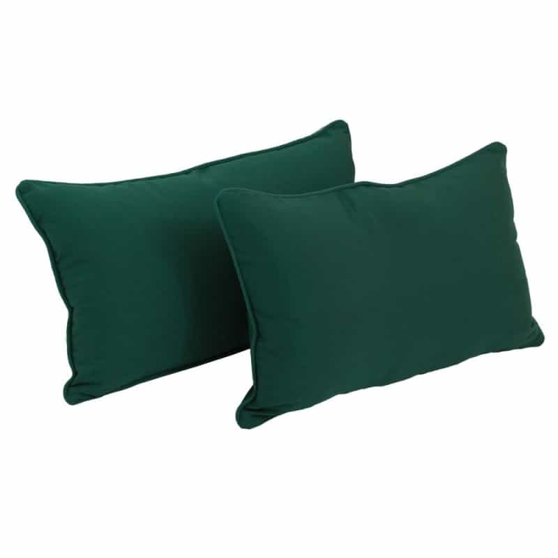 20-Inch By 12-Inch Double-Corded Solid Twill Back Support Pillows With Inserts (Set Of 2), Forest Green