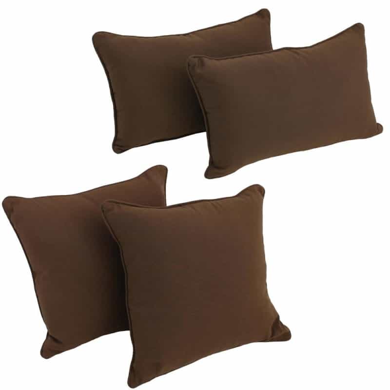 Double-Corded Solid Twill Throw Pillows With Inserts (Set Of 4), Chocolate