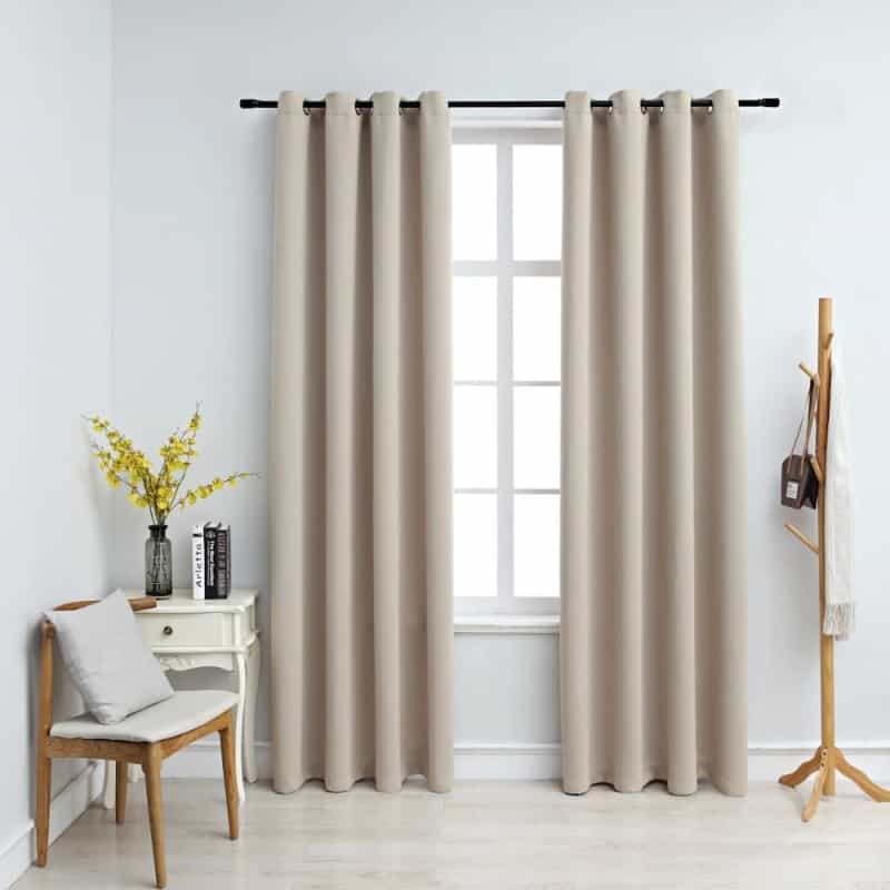 Vidaxl Blackout Curtains With Rings 2 Pcs Beige 54"X95" Fabric, 134857