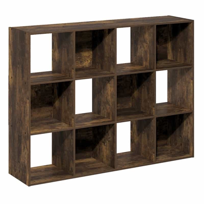 Pelli Book Shelf, 12-Cube Bookshelf, Cube Storage Organizer Bookcase, Amber Pine