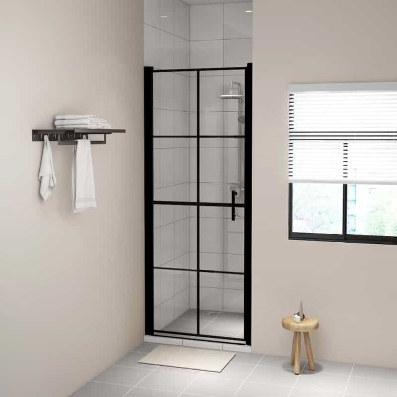Shower Door Tempered Glass 35.8"X76.8" Black