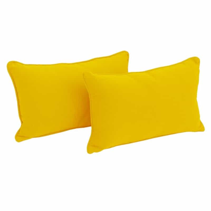 20-Inch By 12-Inch Double-Corded Solid Twill Back Support Pillows With Inserts (Set Of 2), Sunset