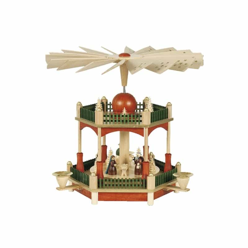 Pyramid - 2-Tier Nativity With Sta" Finish