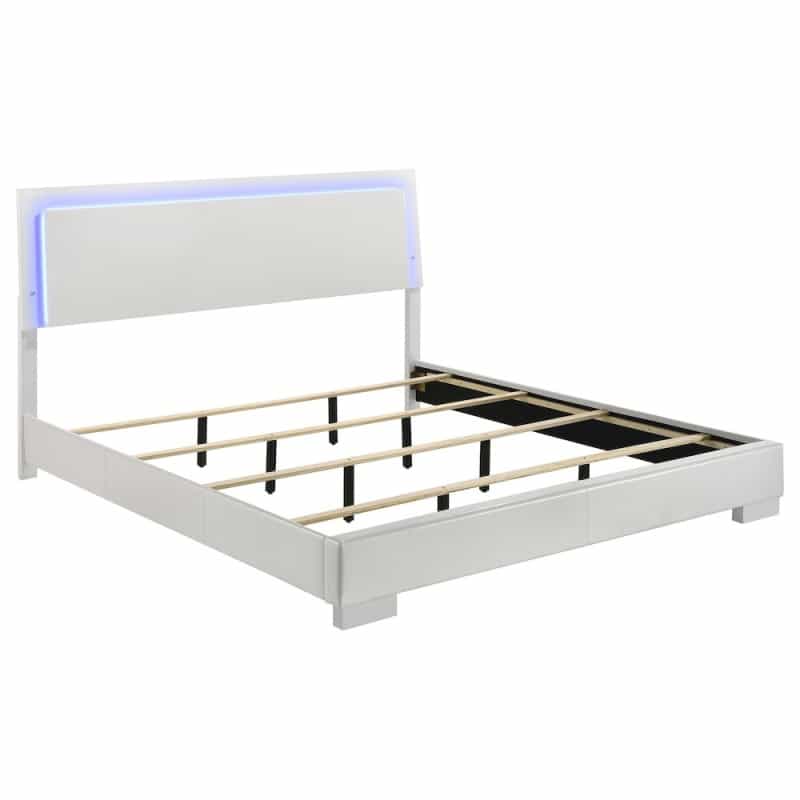 Felicity Wood Eastern King Led Panel Bed White High Gloss