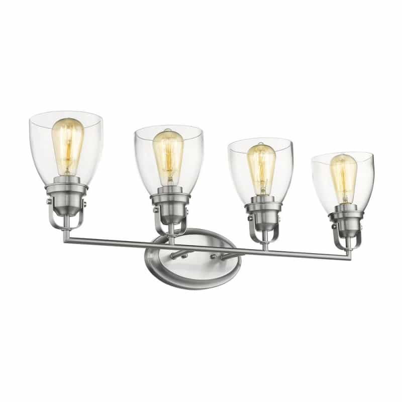 Lily Contemporary 4 Light Brushed Nickel Bath Vanity Light Clear Glass 31" Wide