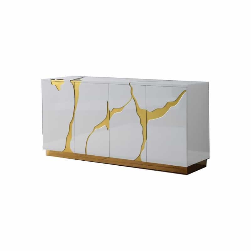 Best Master Furniture Domitianus Wood Sideboard With Gold Accents In White