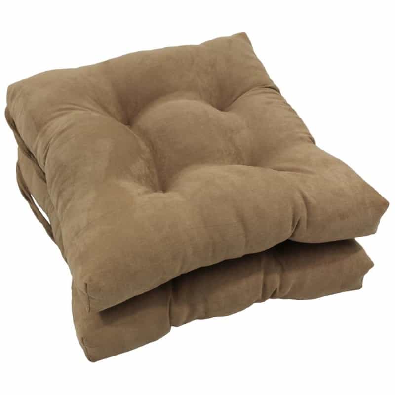 16-Inch Solid Micro Suede Square Tufted Chair Cushions (Set Of 2)