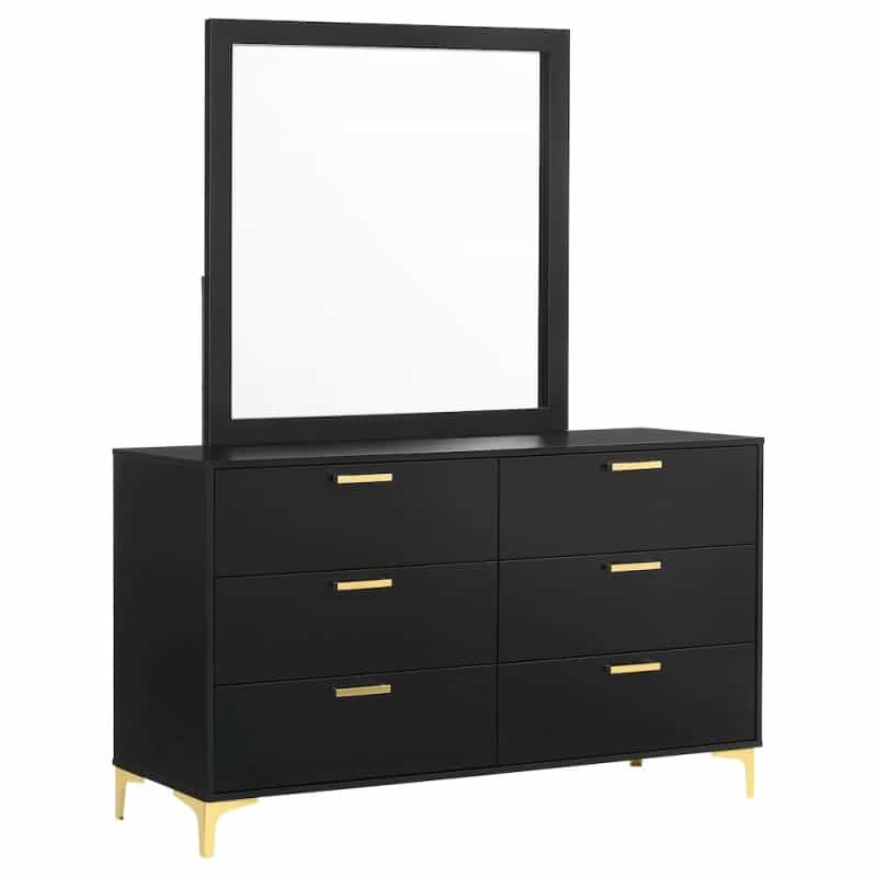 Kendall 6-Drawer Dresser With Mirror Black