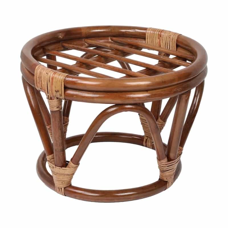 Rattan Ottoman With Micro Suede Cushion