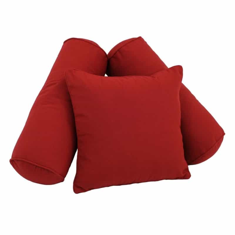 Double-Corded Solid Twill Throw Pillows With Inserts (Set Of 3) - Ruby Red
