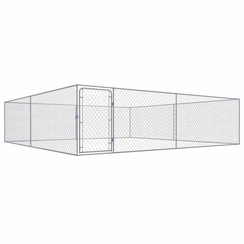 Dog Kennel Silver Galvanized Steel Large Dog Kennel Rectangular