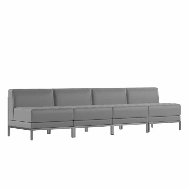 Imagination 4 Piece Gray Leathersoft Waiting Room Lounge Set - Reception Bench