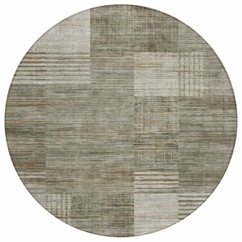 Machine Washable Indoor/Outdoor Chantille Acn2149 Pewter 8' X 8' Round Rug