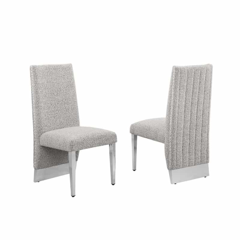 Luxe Rich Gray Boucle Side Chairs - Set Of 2