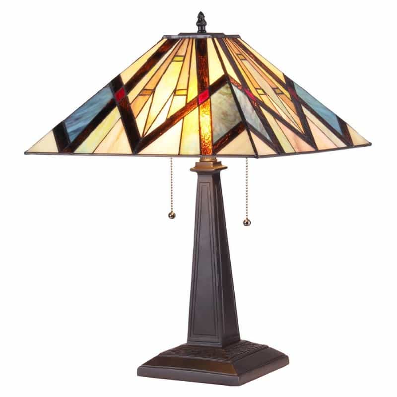 Bedivere Tiffany-Style 2 Light Mission Table Lamp 16" Shade