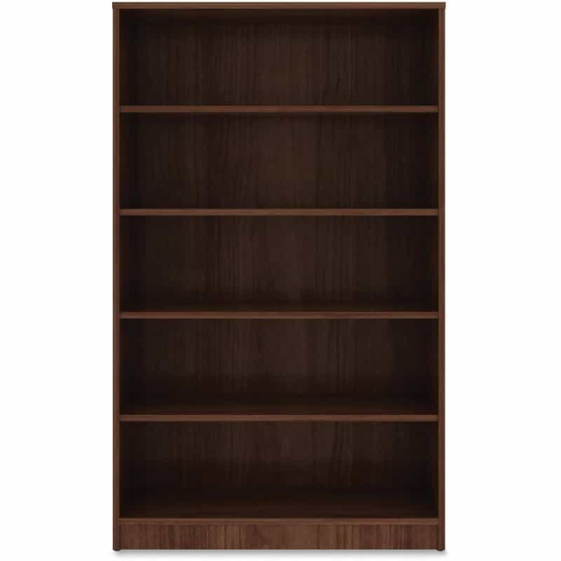 Lorell Laminate Bookcase - 0.7" Thickness Shelf, 60" Height X 36" Width X 12" Depth - 5 Shelve(S) - 4 Adjustable Shelf(Ves) - Square Edge - Material: Thermofused Laminate (Tfl) - Finish: Walnut - 1 Ea
