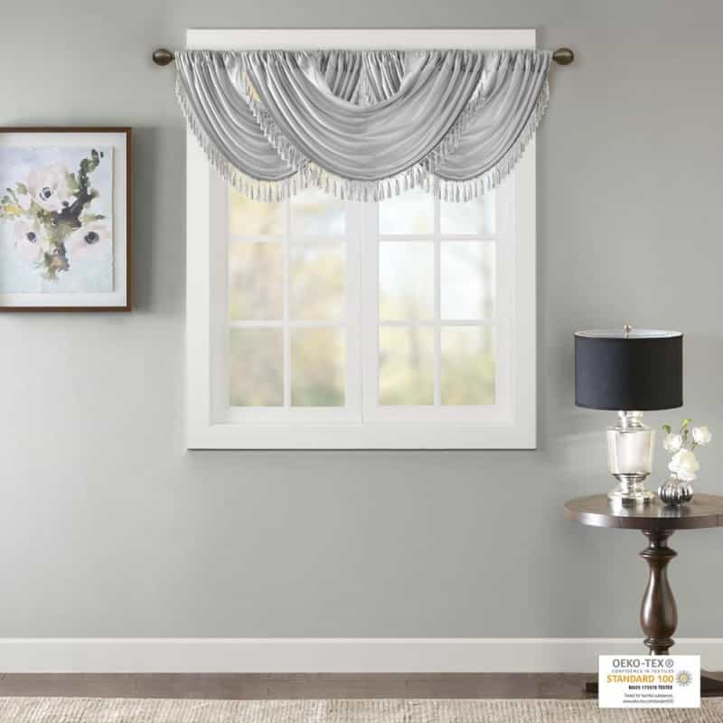 Faux Silk Waterfall Embellished Valance