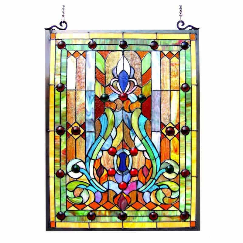 Tiffany-Glass Victorian Window Panel 18X24