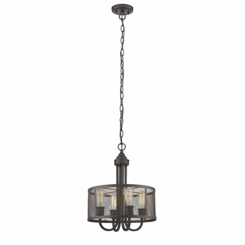Ironclad Industrial-Style 4 Light Rubbed Bronze Ceiling Pendant 16" Wide