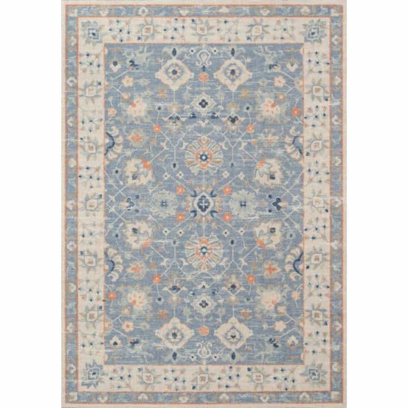 Traditional Rectangle Area Rug, Blue, 6'6" X 9'