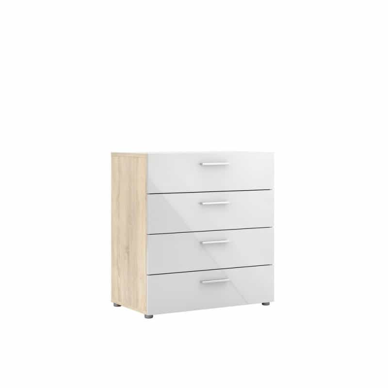 Austin 4 Drawer Chest, Oak Structure/White High Gloss