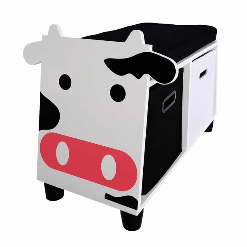 Children’S Cow Storage Bench With Cushion