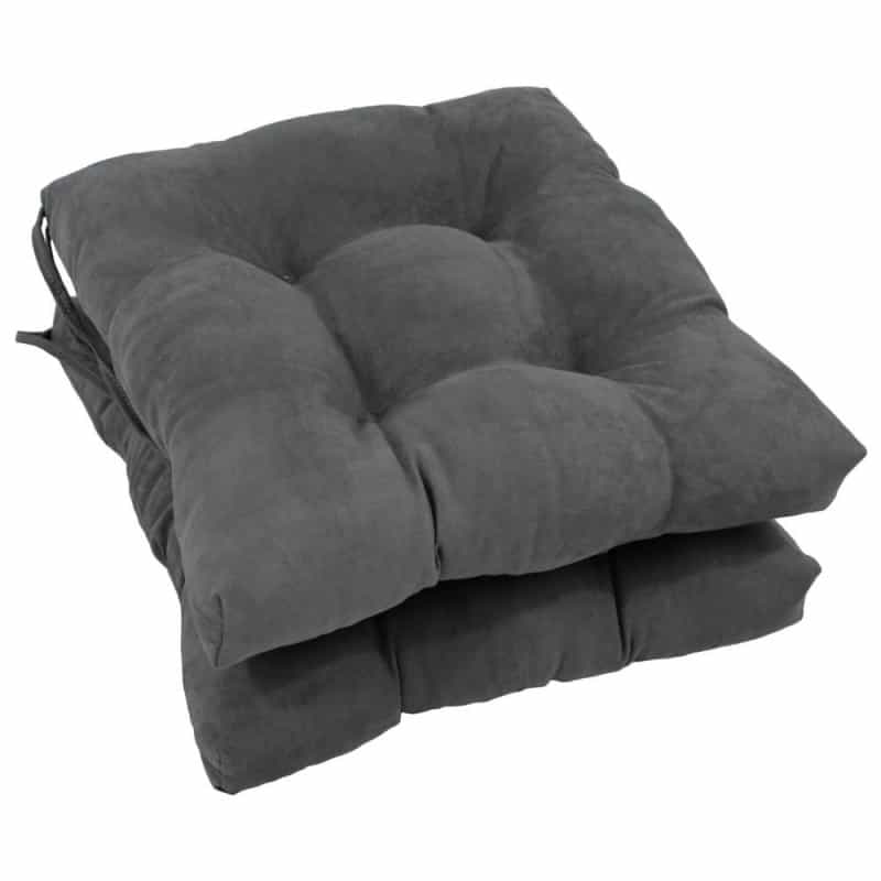 16-Inch Solid Micro Suede Square Tufted Chair Cushions (Set Of 2)