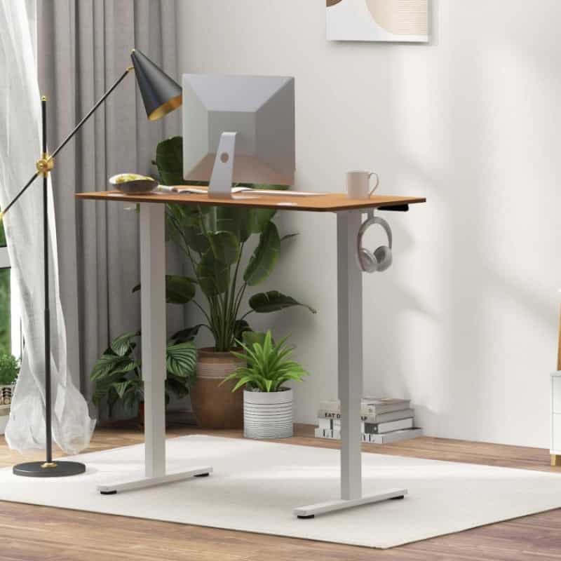 Compact Standing Desk And Executive Chair Set With Memory Heights