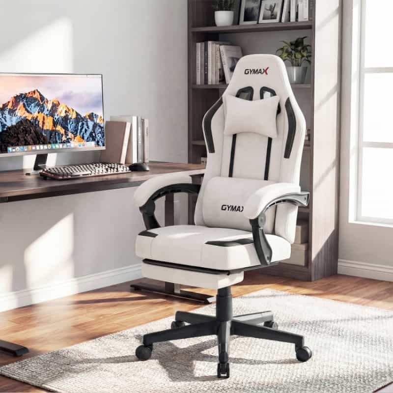 Ergonomic Video Game Chair With Headrest For Home Office-Gray