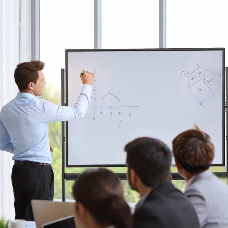 48 X 36 Inch Mobile Magnetic Double-Sided Reversible Whiteboard Height Adjust