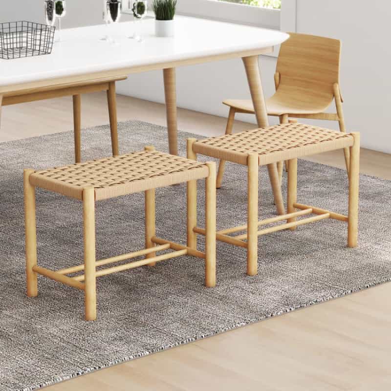 18 Inch Dining Stool Set Of 2-Natural
