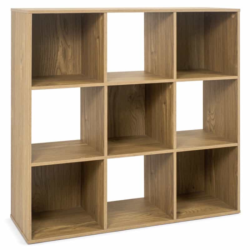 9-Ube Wooden Bookshelf W/2 Anti-Tip Kits For Toys Books Decorations In Living Room-Natural