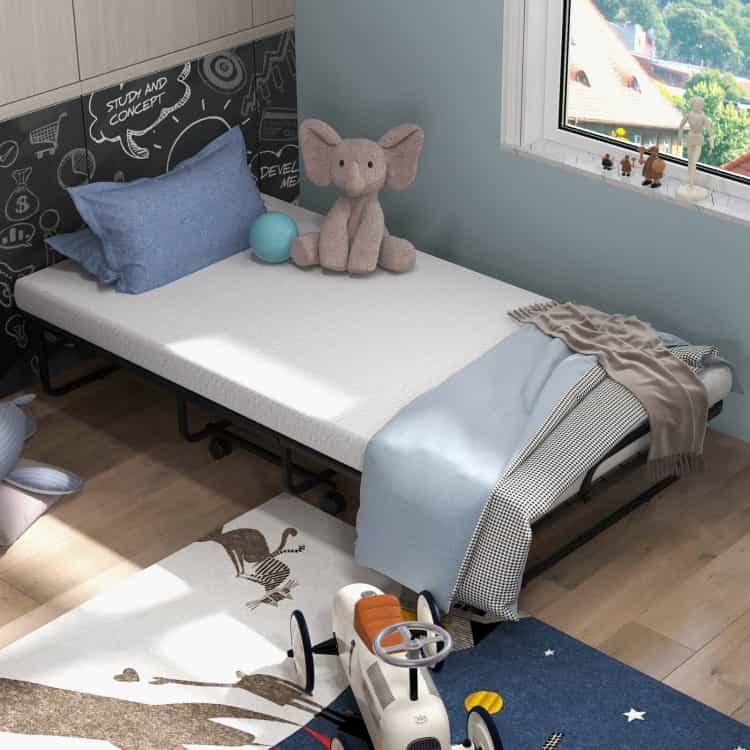 Twin Size Metal Folding Bed With Memory Foam Mattress