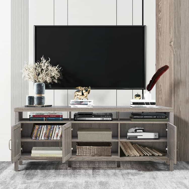 Universal Tv Stand Entertainment Media Center For Tv's Up To 65 Inch-Gray